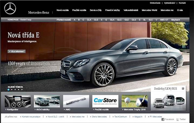 Webové stránky Mercedes-Benz dnes