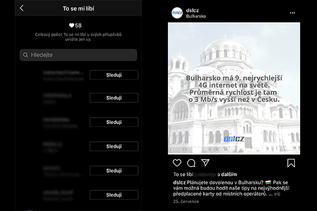 Instagram skryl celosvětově počet lajků