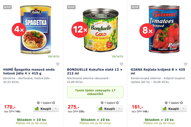 Alza začala prodávat trvanlivé potraviny