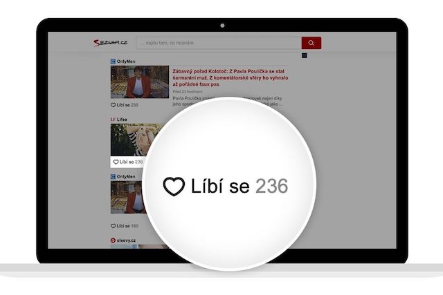 Na domovské stránce Seznam.cz můžete nově lajkovat články