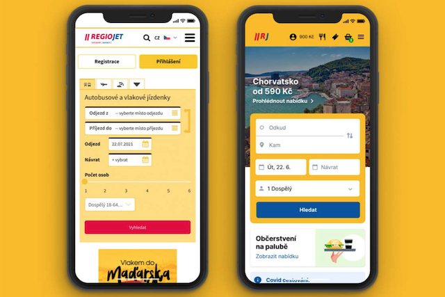 Regiojet spustil nový web a mobilní aplikaci