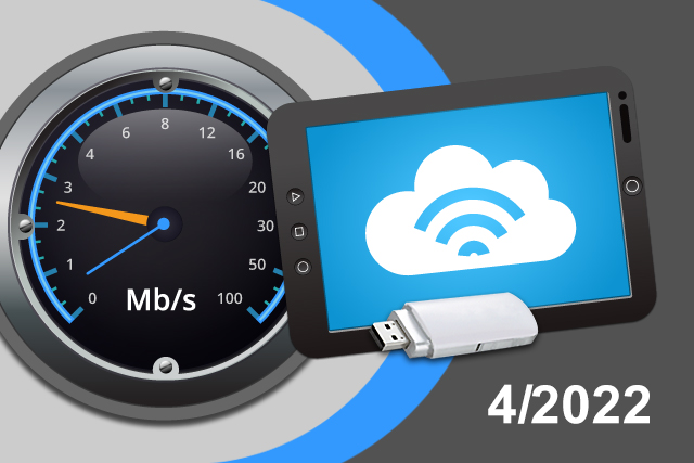 Rychlosti mobilního internetu na DSL.cz v dubnu 2022