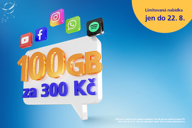 Datamánie se vrací: 100 GB dat jen za 300 Kč měsíčně