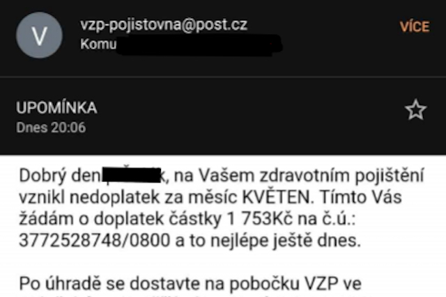 Podvodníci se vydávají za VZP, vyzývají k úhradě dluhů