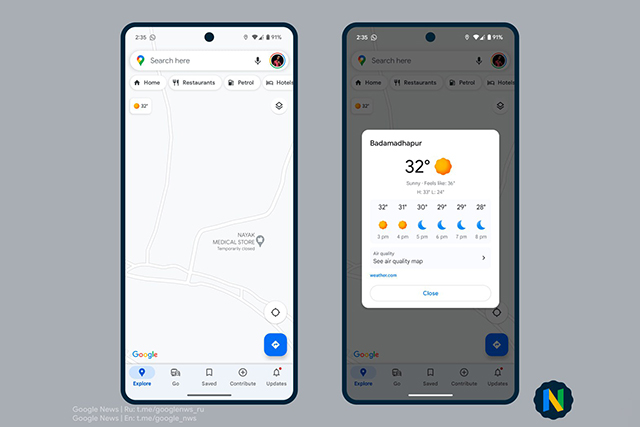 Google přidává informace o počasí i do Map na Androidech