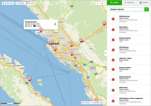 Mapy.cz čerpací stanice