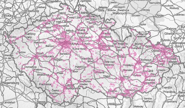 Mapa pokrytí 3G T-Mobile