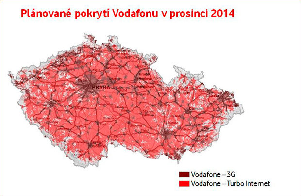 Vodafone pokrytí Turbo internet prosinec 2014