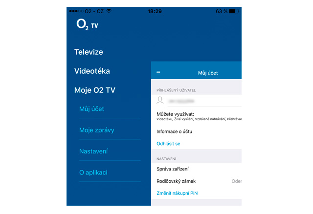 O2 TV - nastavení účtu